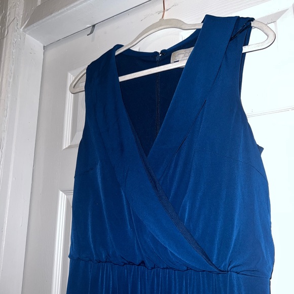 JESSICA SIMPSON Teal Blue Wide Leg V Neck Jumpsuit - Picture 3 of 3